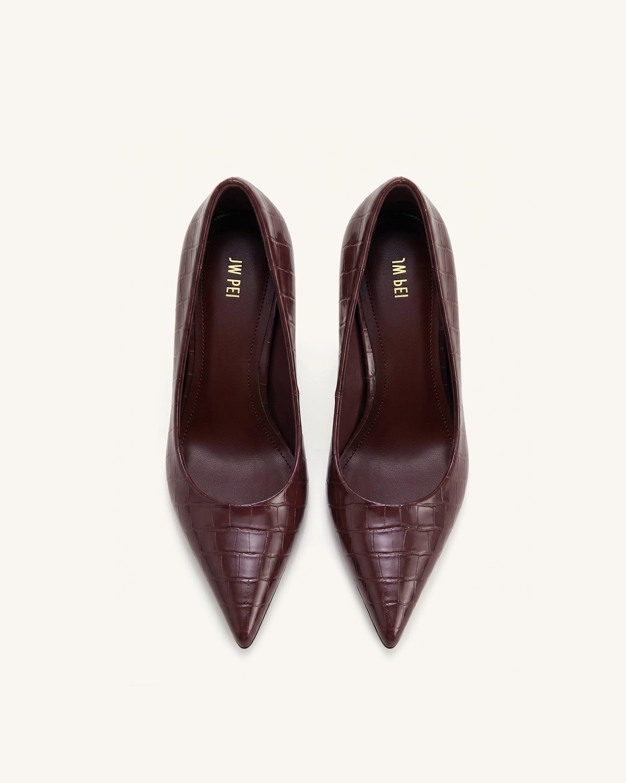 Jw Pei Hazel Croc Embossed Heels Burgundy