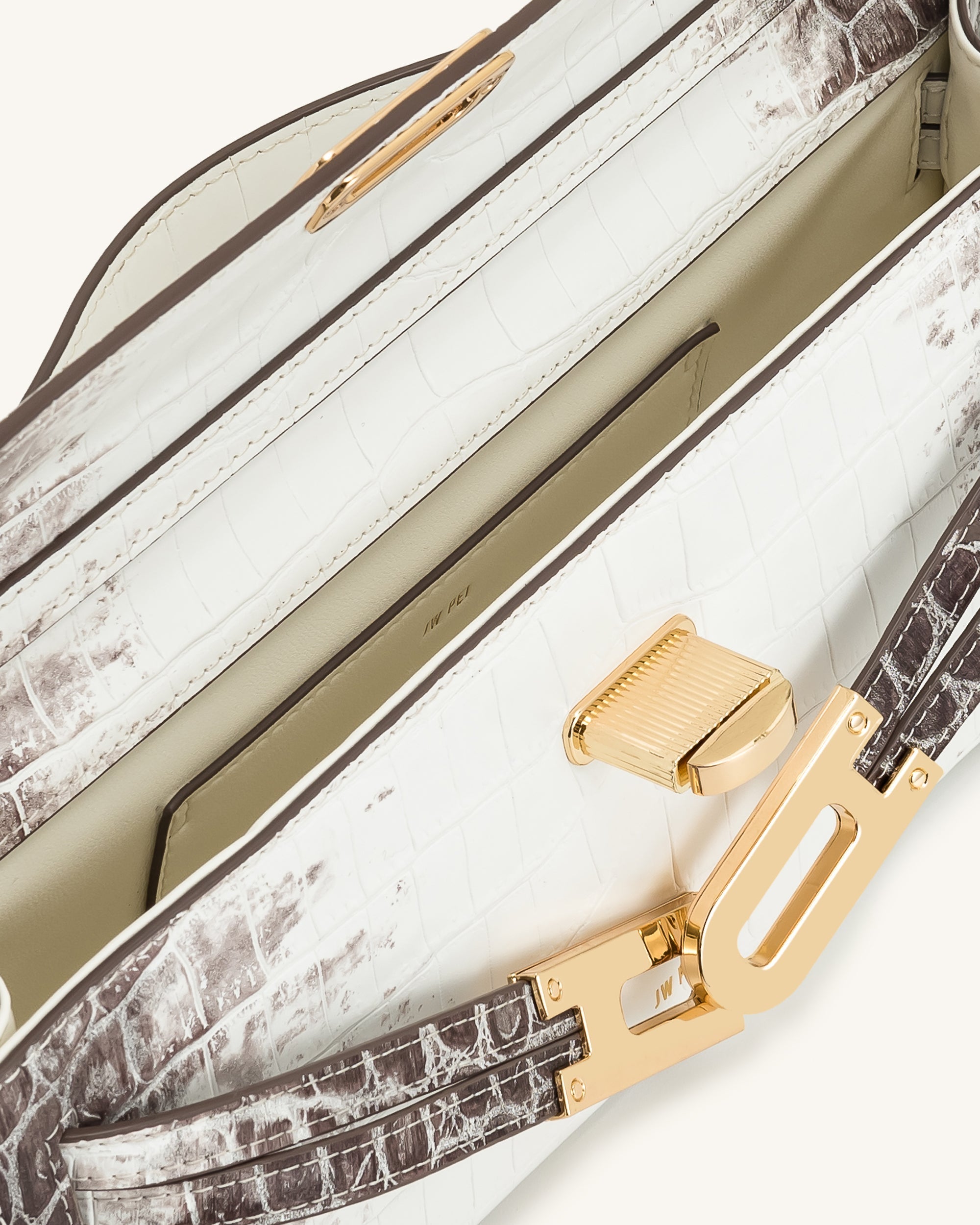 Jw Pei Bria Structured Top Handle Bag White Croc
