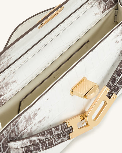 Jw Pei Bria Structured Top Handle Bag White Croc