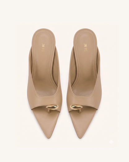Jw Pei Noemi Pointed Toe Mule Heels Khaki