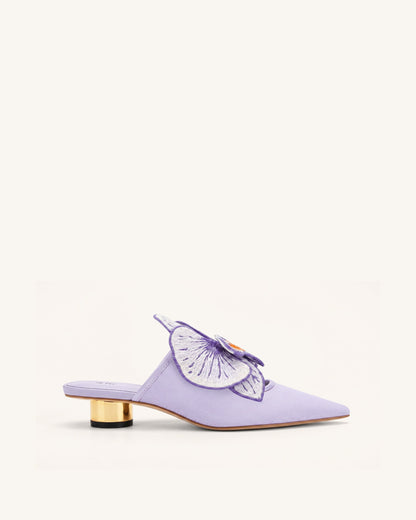 Jw Pei Helena Embroidery Decoration Pierced Mules Purple