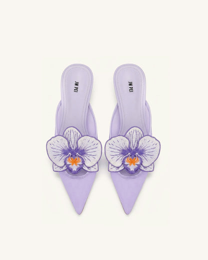 Jw Pei Helena Embroidery Decoration Pierced Mules Purple