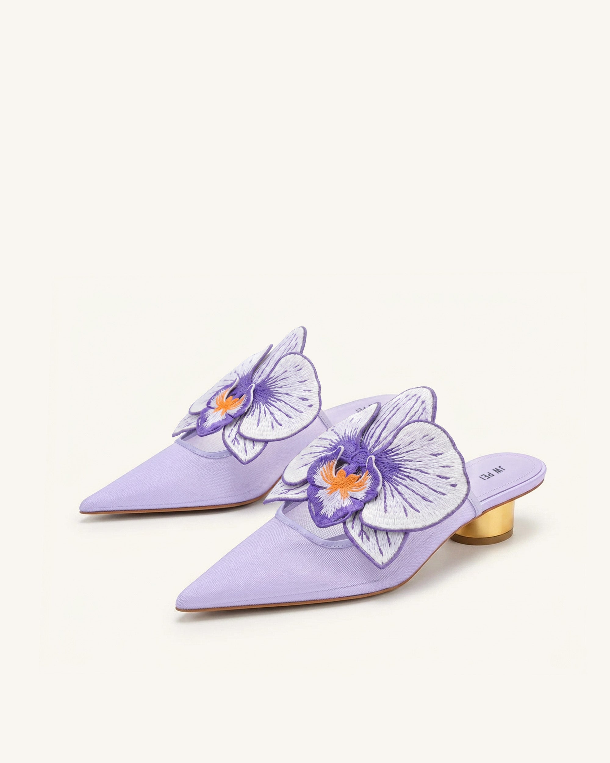 Jw Pei Helena Embroidery Decoration Pierced Mules Purple