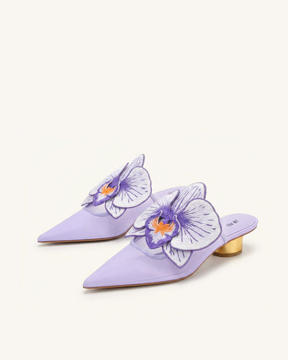 Jw Pei Helena Embroidery Decoration Pierced Mules Purple
