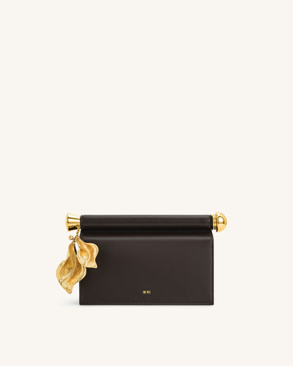 Jw Pei Holly Metal Pendant Embellished Clutch Dark Brown