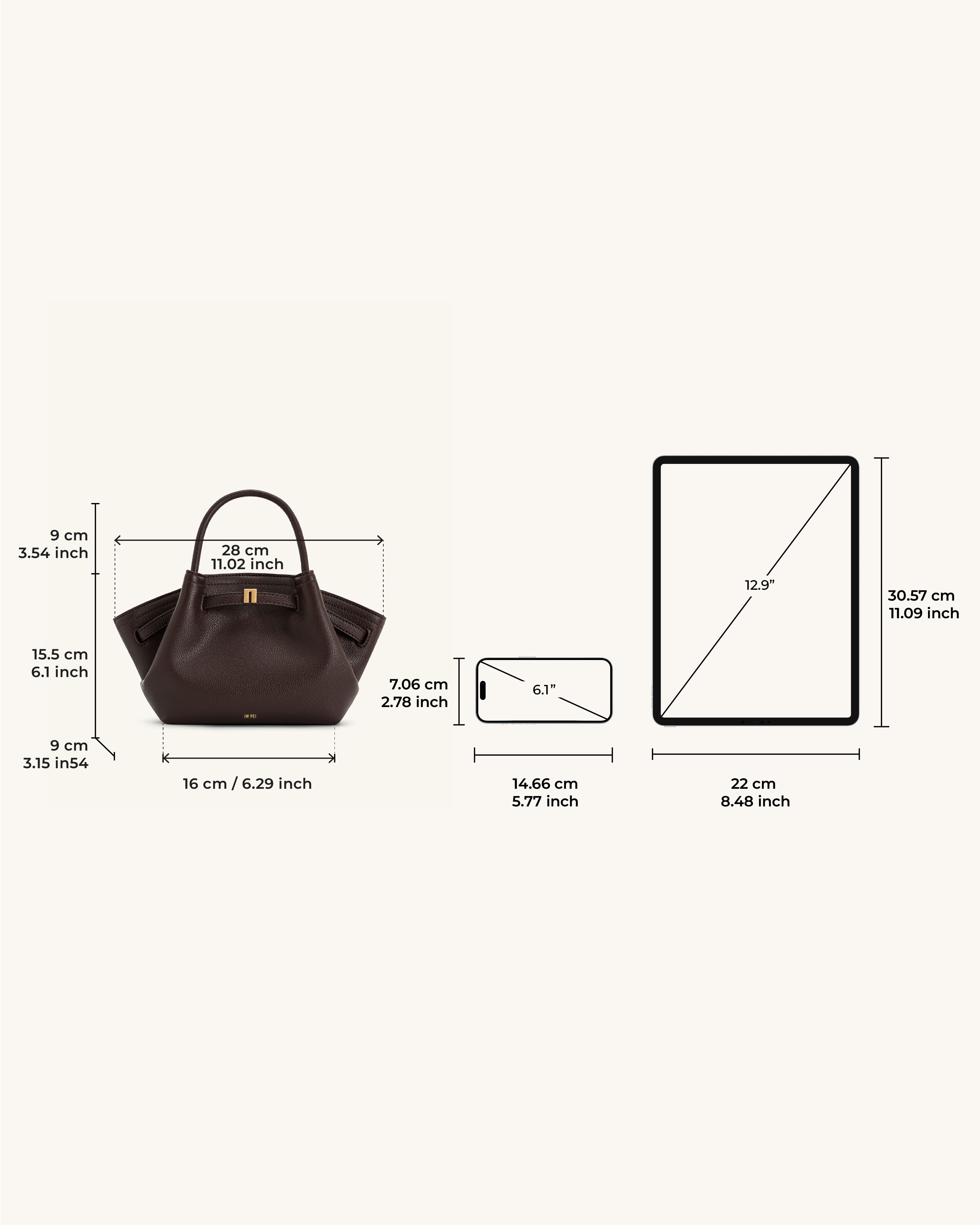 Jw Pei Hana Mini Tote Bag Dark Brown