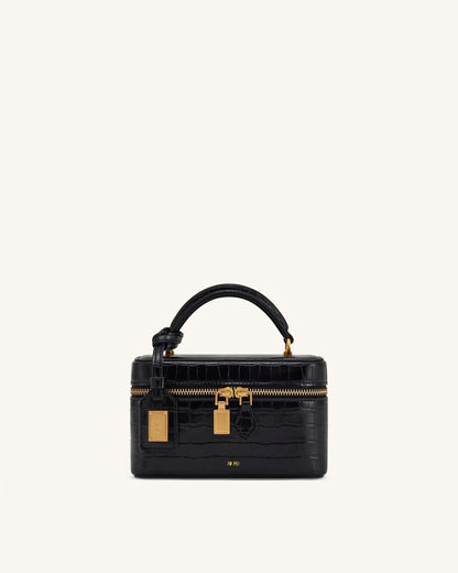 Jw Pei Cleo Box Shape Top Handle Bag Black Croc