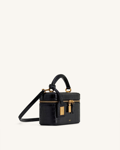 Jw Pei Cleo Box Shape Top Handle Bag Black Croc