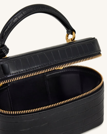 Jw Pei Cleo Box Shape Top Handle Bag Black Croc