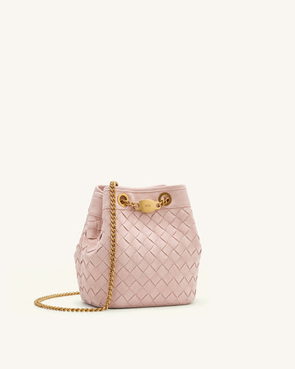 Jw Pei Yara Faux Suede Hand Woven Bucket Bag Pink