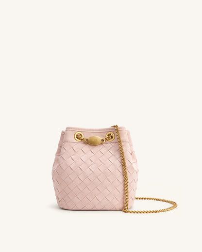 Jw Pei Yara Faux Suede Hand Woven Bucket Bag Pink