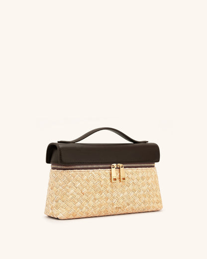 Jw Pei Thea Faux Straw Top Handle Bag Brown