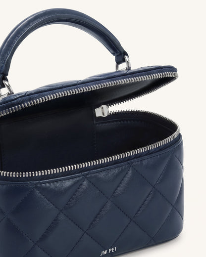 Jw Pei Vivienne Quilted Vanity Top Handle Bag Navy
