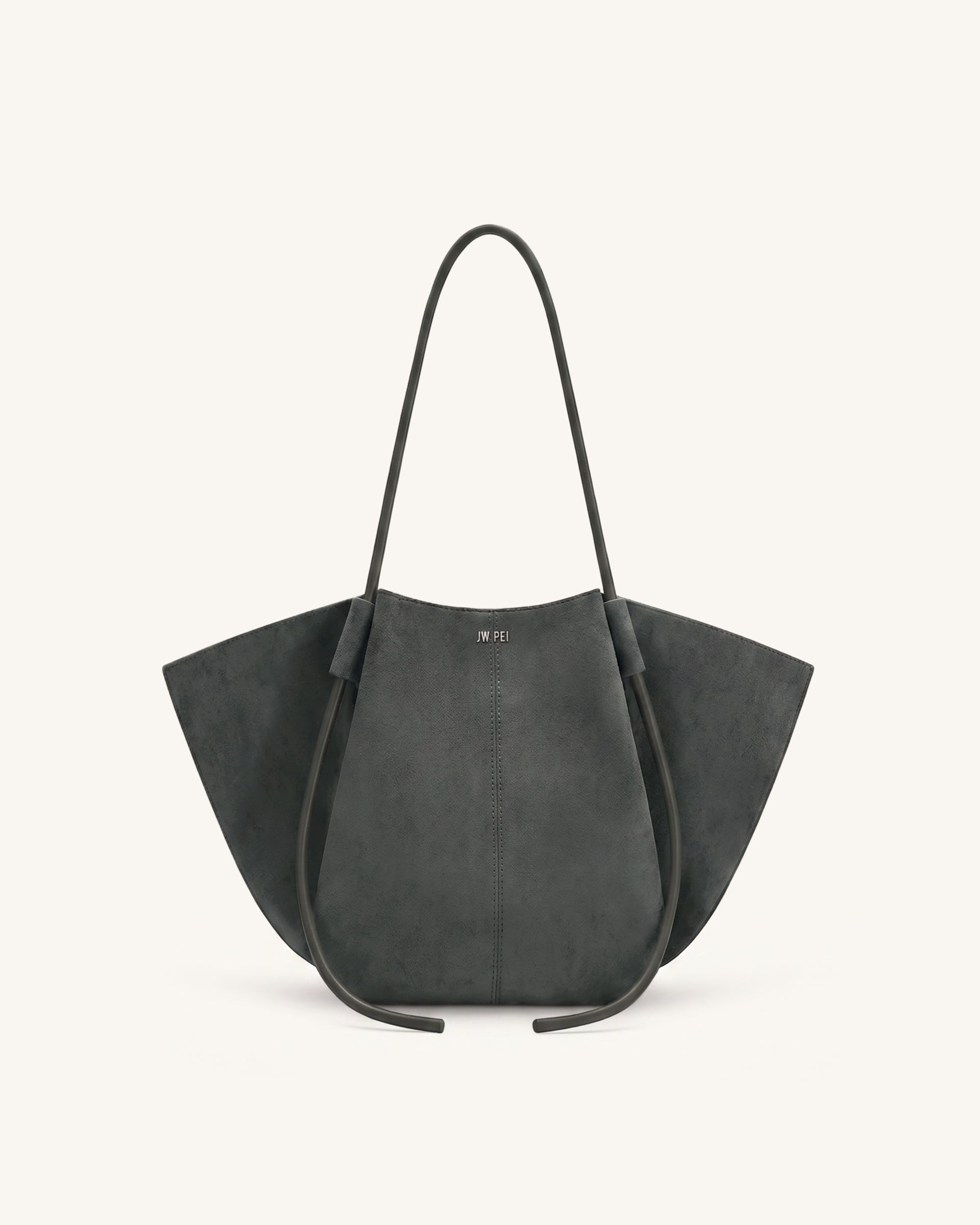 Jw Pei Nala Faux Suede Wide Tote Bag Dark Gray