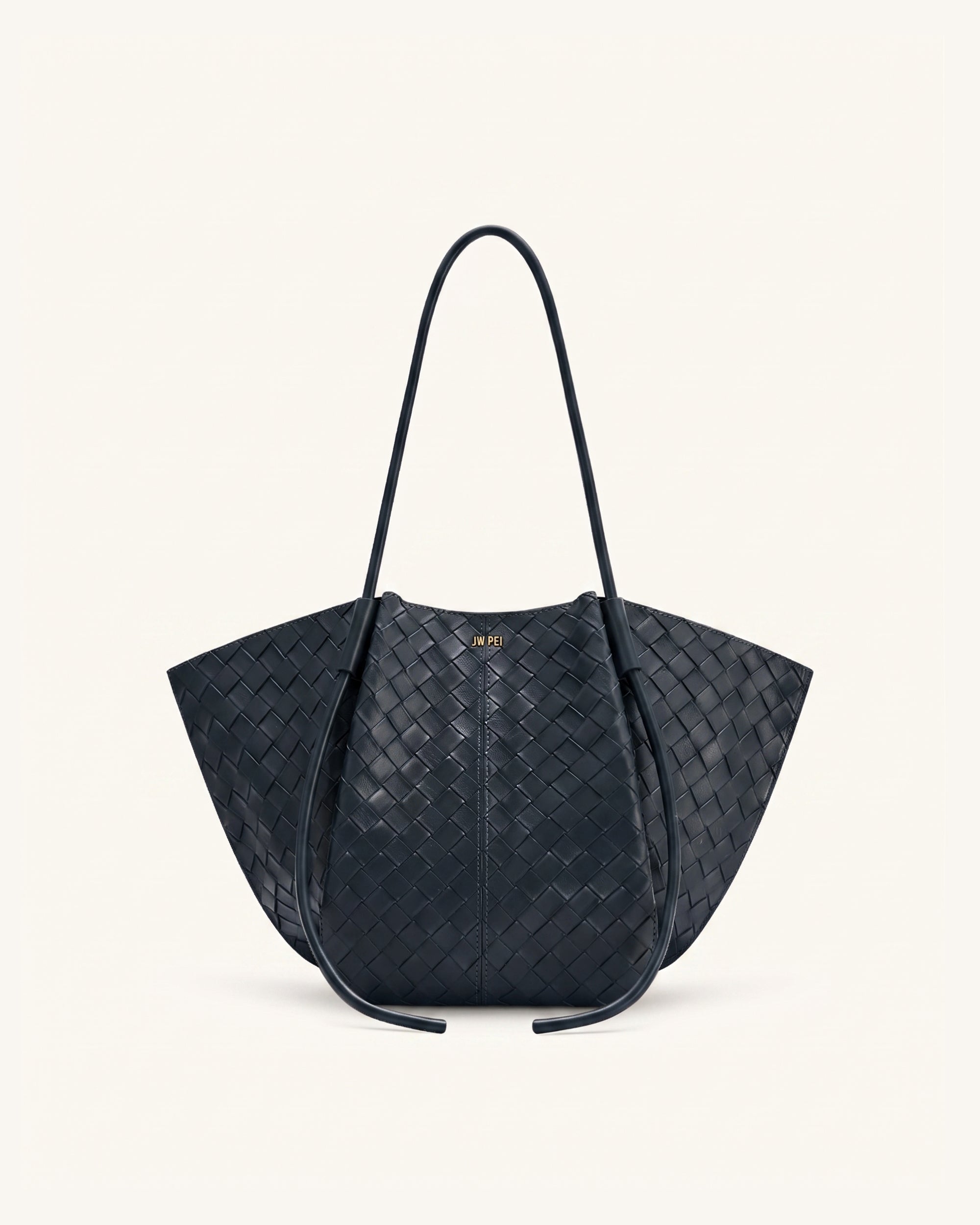 Jw Pei Nala Woven Texture Wide Tote Bag Navy Blue