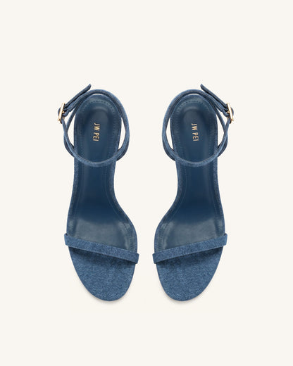 Jw Pei Alivia Gold Metal Heel Sandals Denim Blue