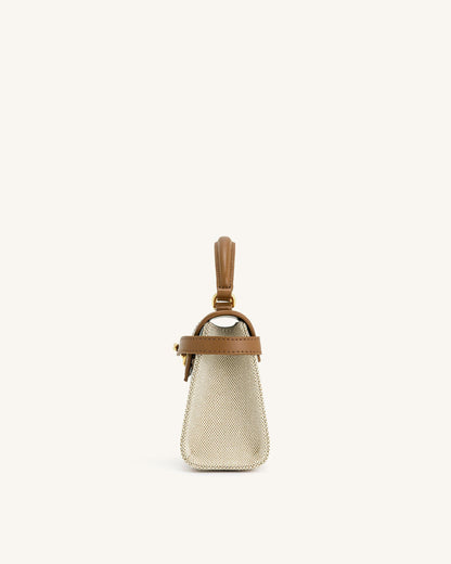 Jw Pei Elise Top Handle Bag Brown Canvas