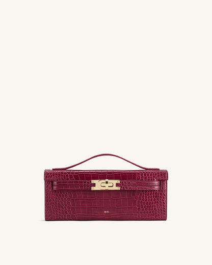 Jw Pei Bria Structured Top Handle Bag Burgundy Croc