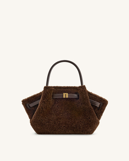 Jw Pei Hana Mini Faux Fur Tote Bag Dark Brown