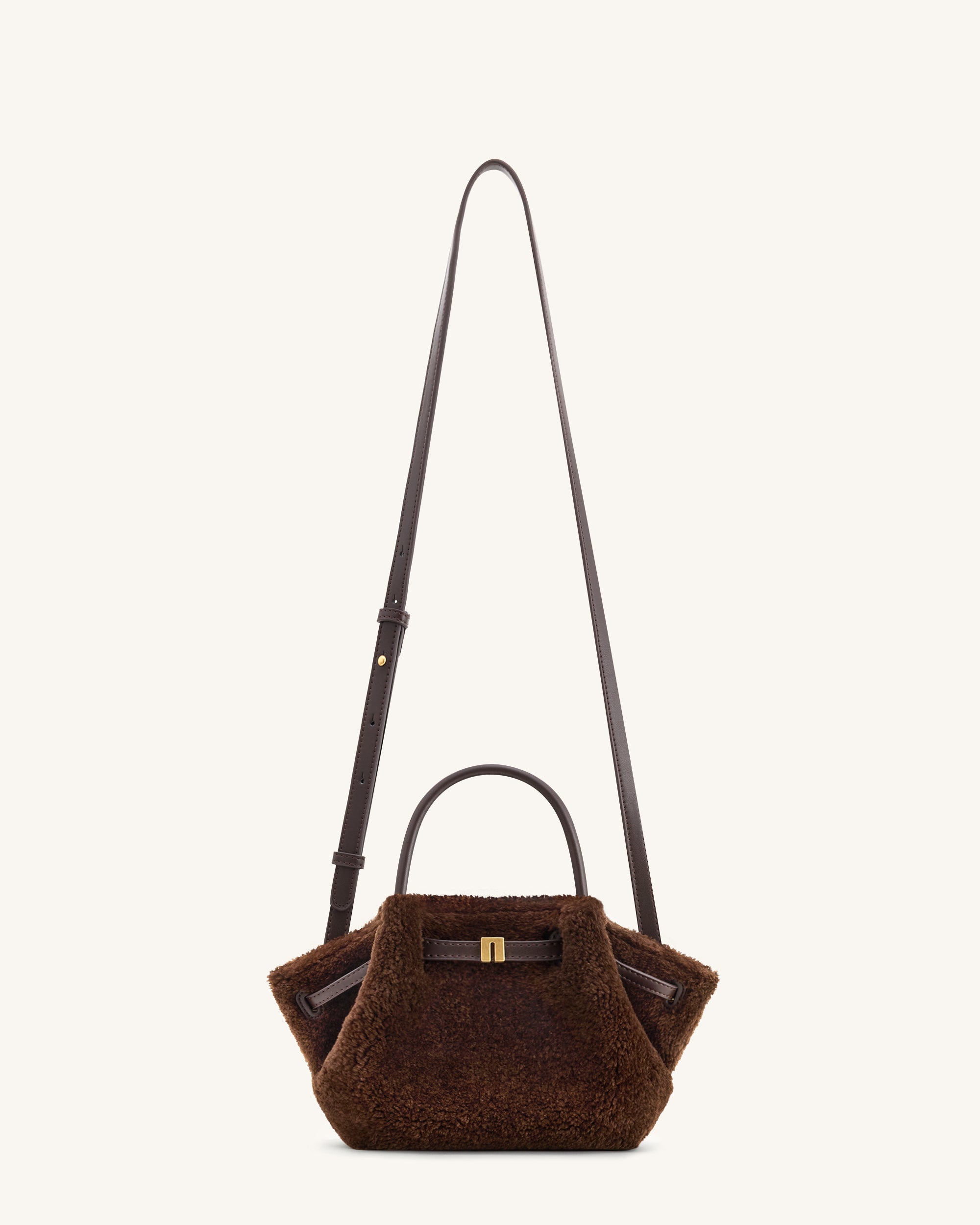 Jw Pei Hana Mini Faux Fur Tote Bag Dark Brown
