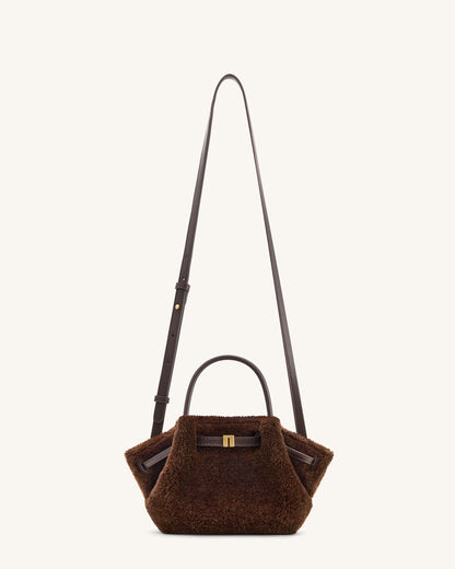 Jw Pei Hana Mini Faux Fur Tote Bag Dark Brown