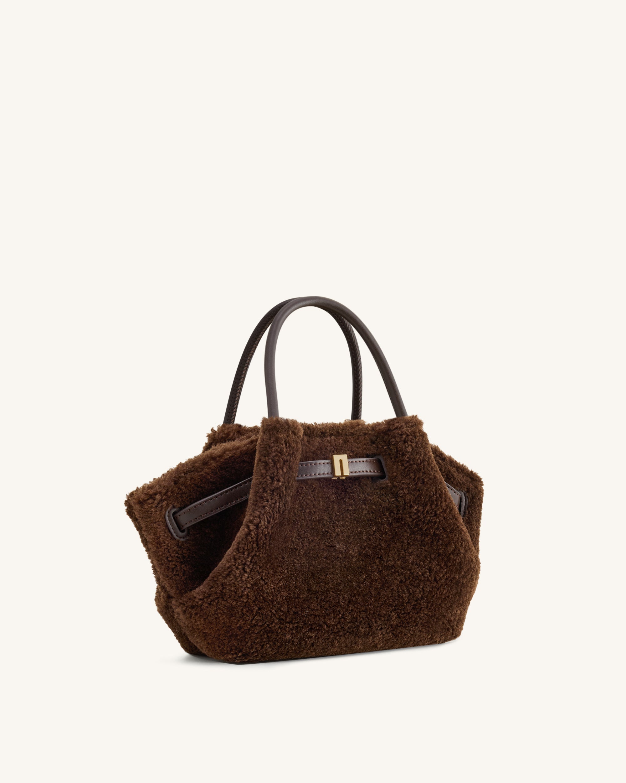 Jw Pei Hana Mini Faux Fur Tote Bag Dark Brown