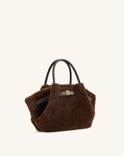 Jw Pei Hana Mini Faux Fur Tote Bag Dark Brown
