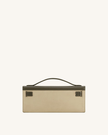 Jw Pei Bria Faux Suede Structured Top Handle Bag Dark Olive