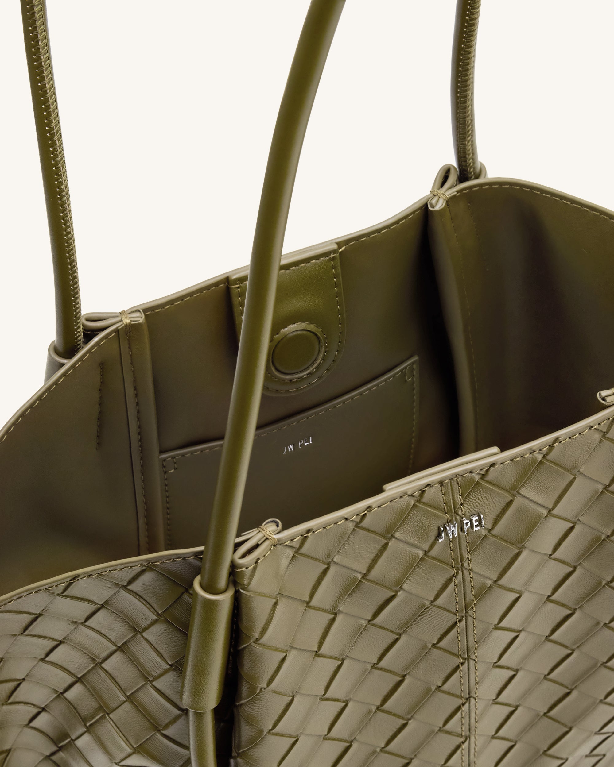 Jw Pei Nala Wide Weave Texture Tote Bag Olive Green