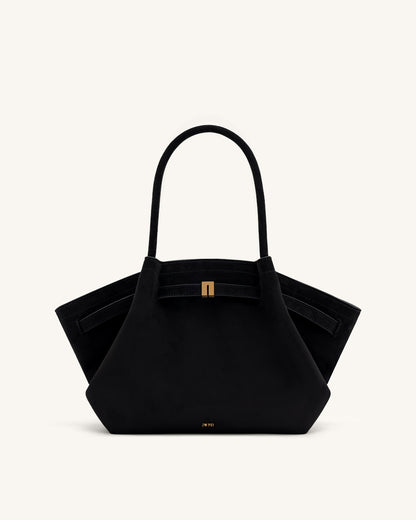 Jw Pei Hana Medium Faux Suede Tote Bag Black