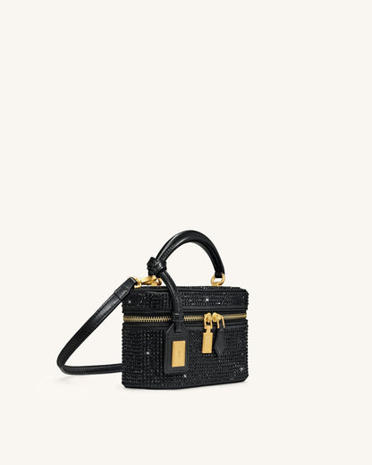 Jw Pei Cleo Artificial Crystal Box Shape Top Handle Bag Black
