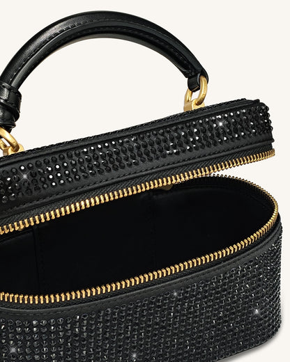 Jw Pei Cleo Artificial Crystal Box Shape Top Handle Bag Black