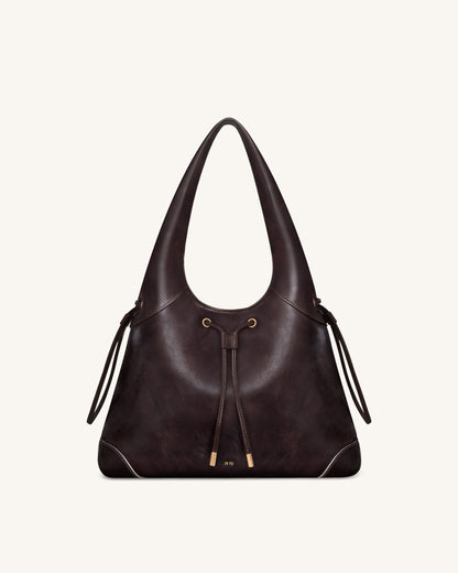 Jw Pei Celandra Drawstring Hobo Bag Dark Brown
