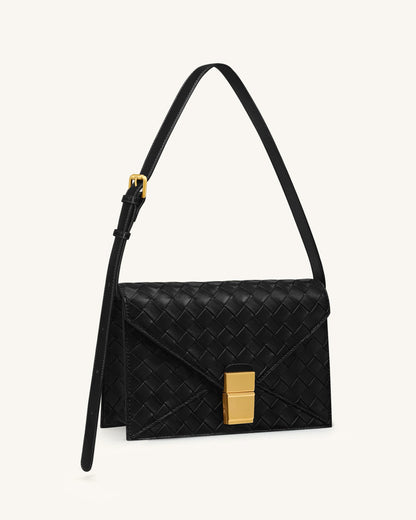 Jw Pei Clio Woven Textured Envelope Crossbody Bag Black