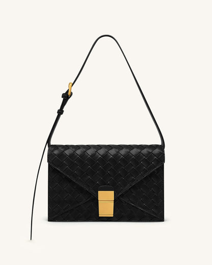 Jw Pei Clio Woven Textured Envelope Crossbody Bag Black