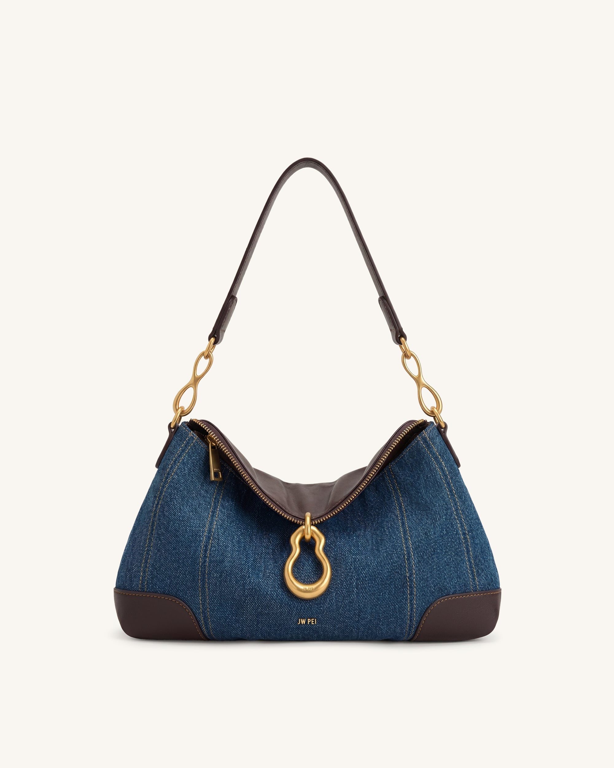 Jw Pei Jayla Metal Pendant Embellished Shoulder Bag Blue Denim