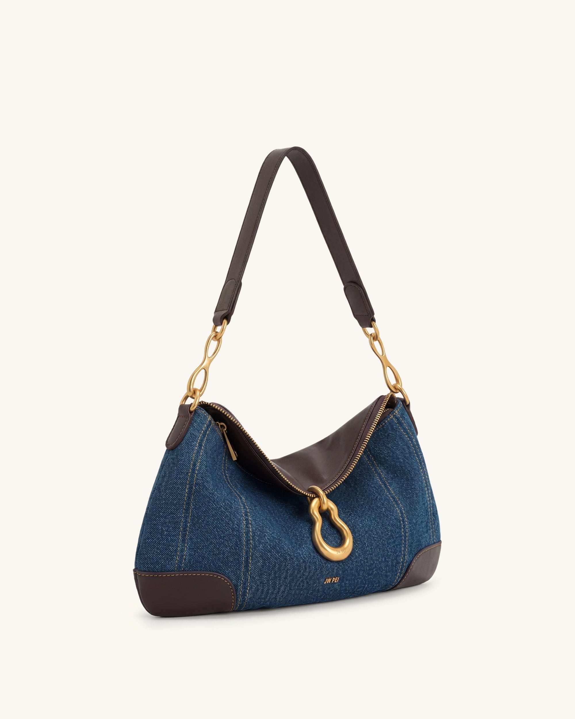 Jw Pei Jayla Metal Pendant Embellished Shoulder Bag Blue Denim
