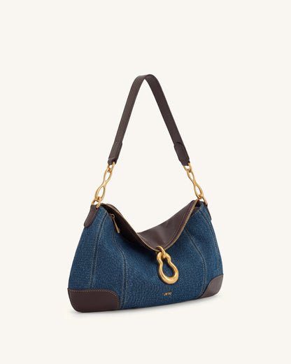 Jw Pei Jayla Metal Pendant Embellished Shoulder Bag Blue Denim