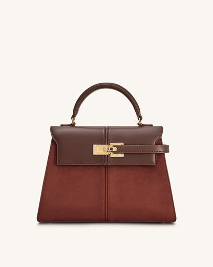 Jw Pei Elise Large Faux Suede Top Handle Bag Mocha Brown