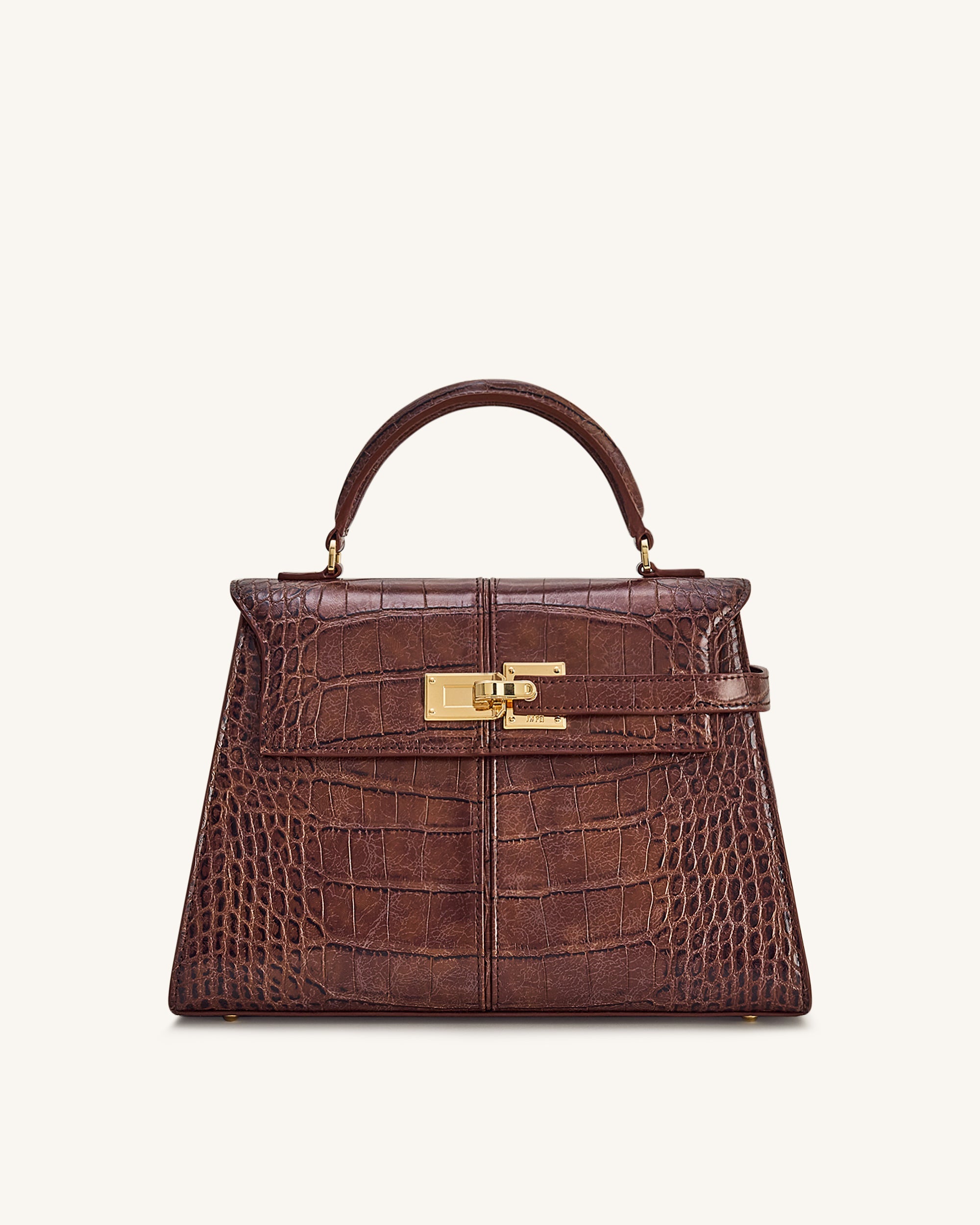 Jw Pei Elise Large Croc Embossed Top Handle Bag Chestnut Brown