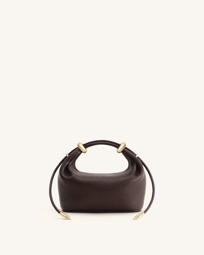 Jw Pei Ellie Metal Ring Embellished Top Handle Bag Dark Brown