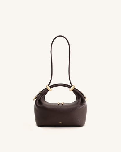Jw Pei Ellie Metal Ring Embellished Top Handle Bag Dark Brown