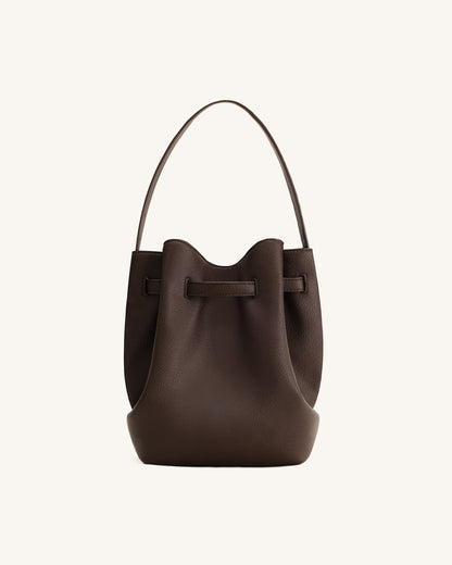 Jw Pei Clara Lock Accent Bucket Shoulder Bag Mocha Brown