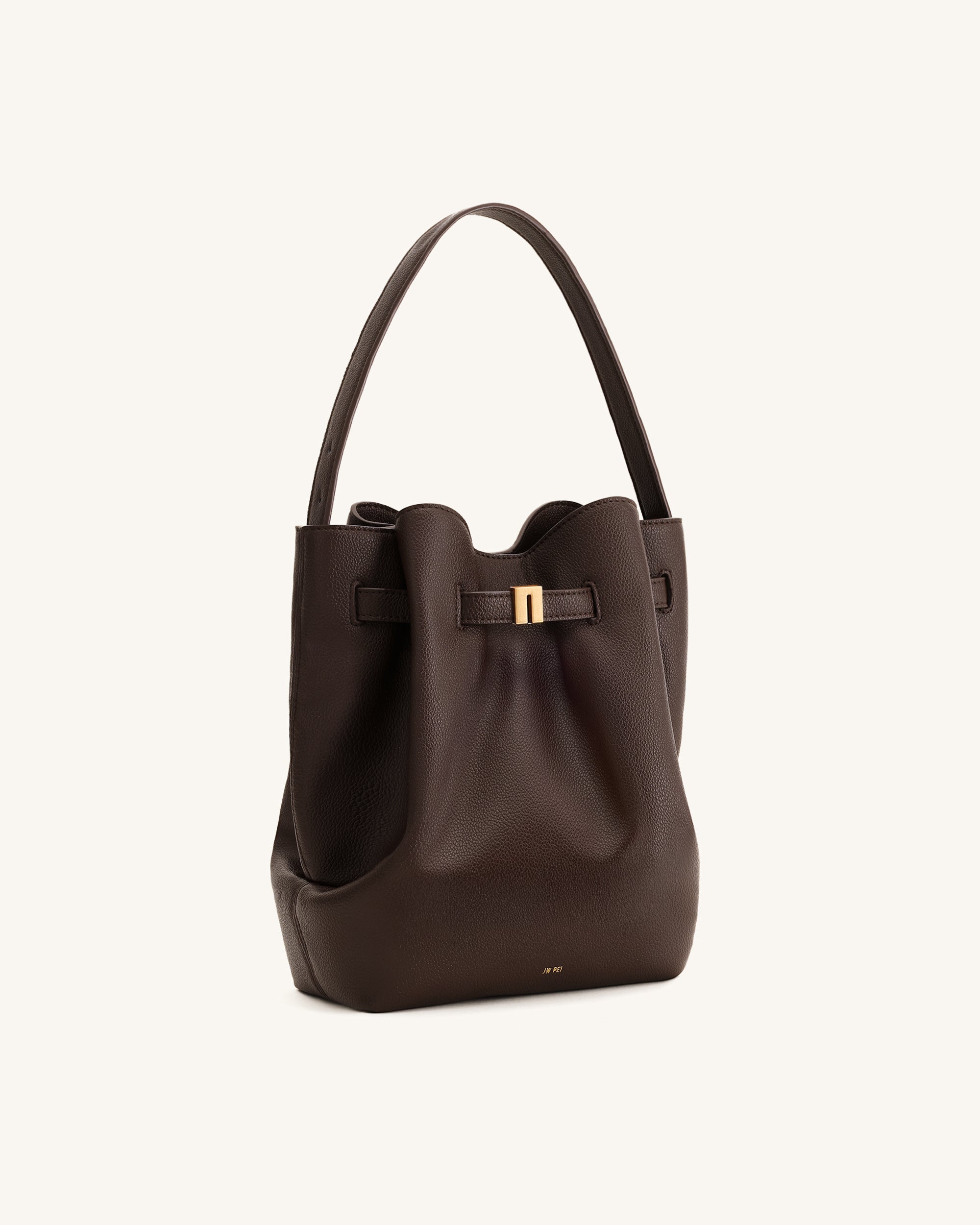 Jw Pei Clara Lock Accent Bucket Shoulder Bag Mocha Brown