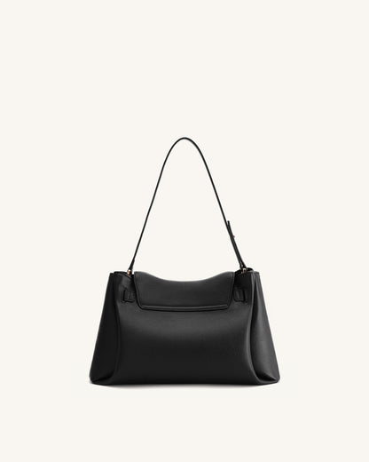 Jw Pei Rhea Pebbled Double Buckle Shoulder Bag Black