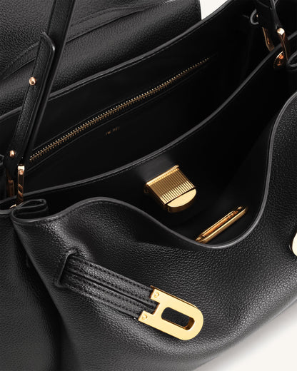 Jw Pei Rhea Pebbled Double Buckle Shoulder Bag Black