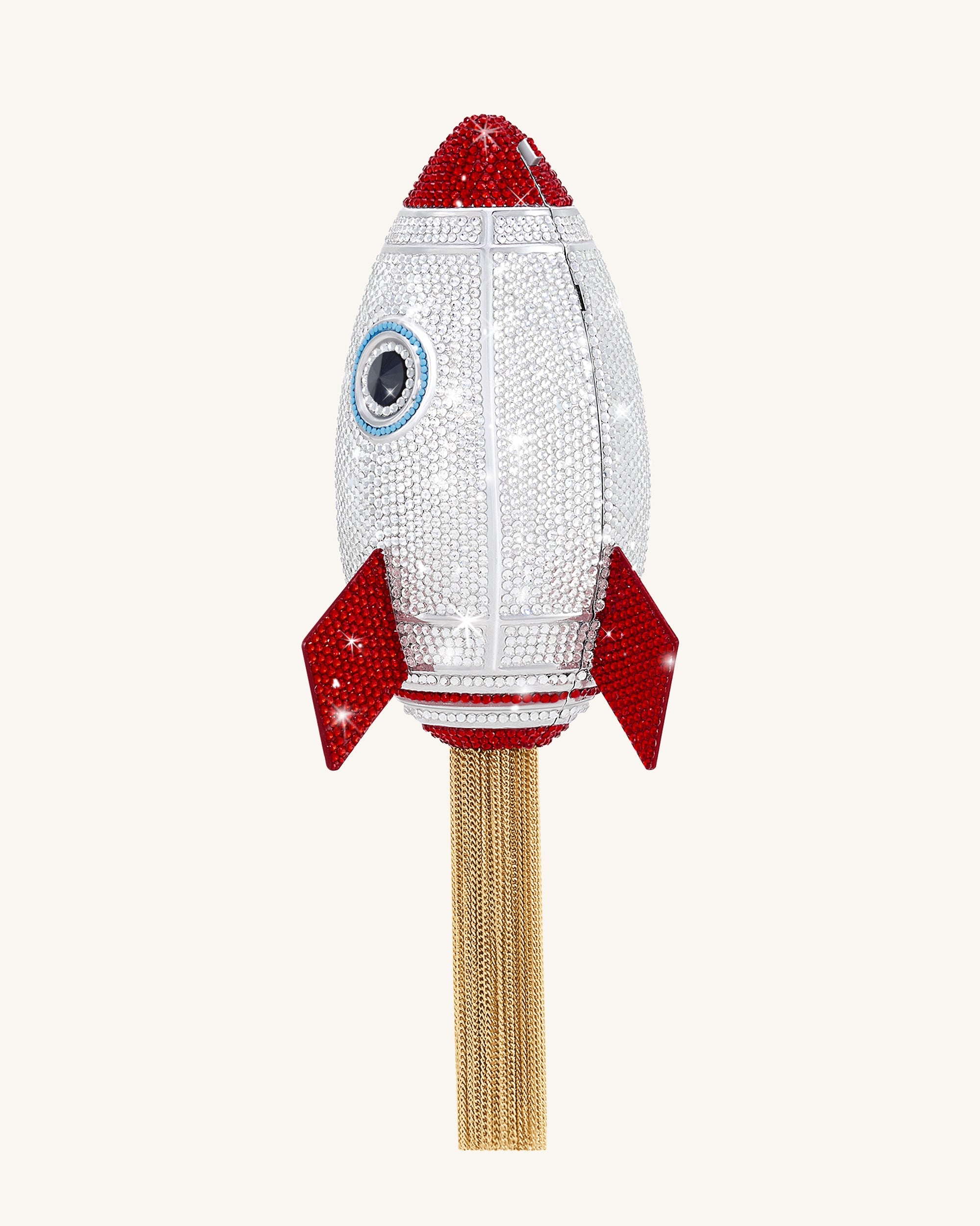 Jw Pei Rocket Shape Faux Crystal Clutch Silver