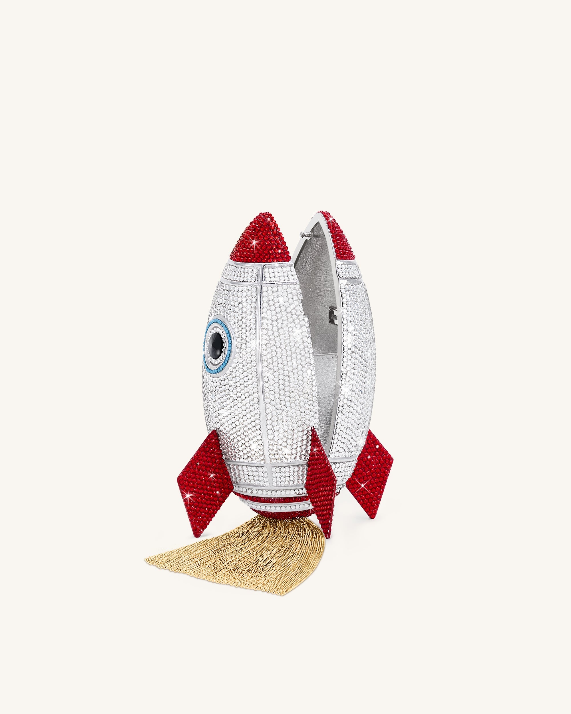 Jw Pei Rocket Shape Faux Crystal Clutch Silver