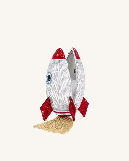 Jw Pei Rocket Shape Faux Crystal Clutch Silver