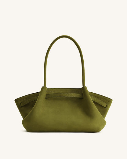 Jw Pei Hana Wide Faux Suede Tote Bag Olive Green